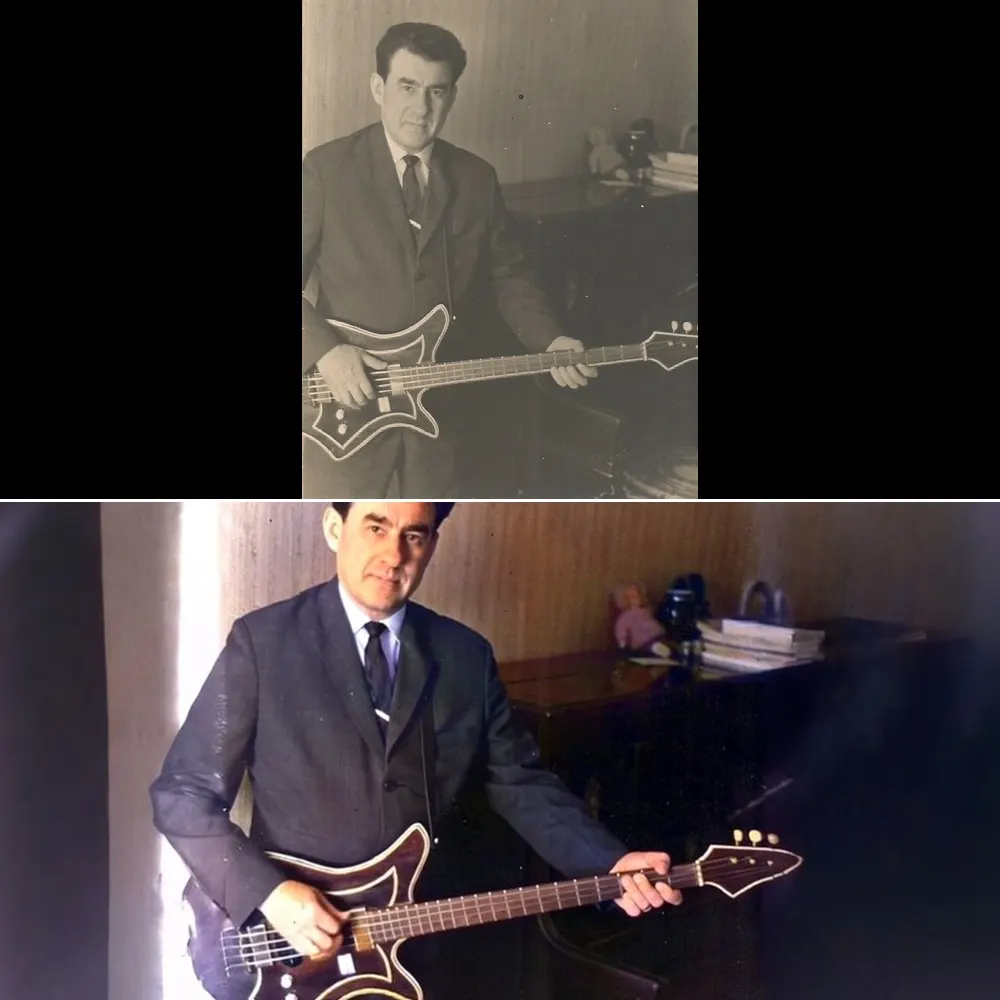 The same photograph before and after restoration